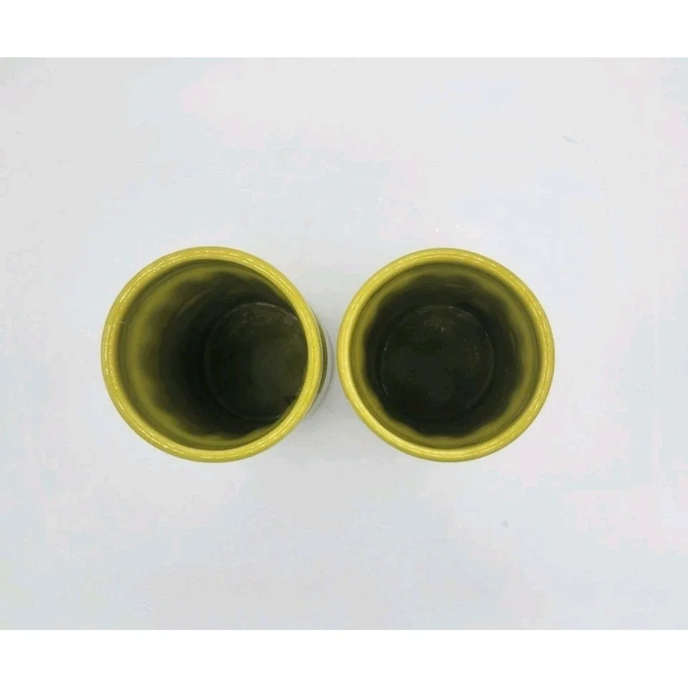 Pair Of Crate and‎ Barrel Lime Green Tiki Tall Hurricane Glasses by Jane Dixon